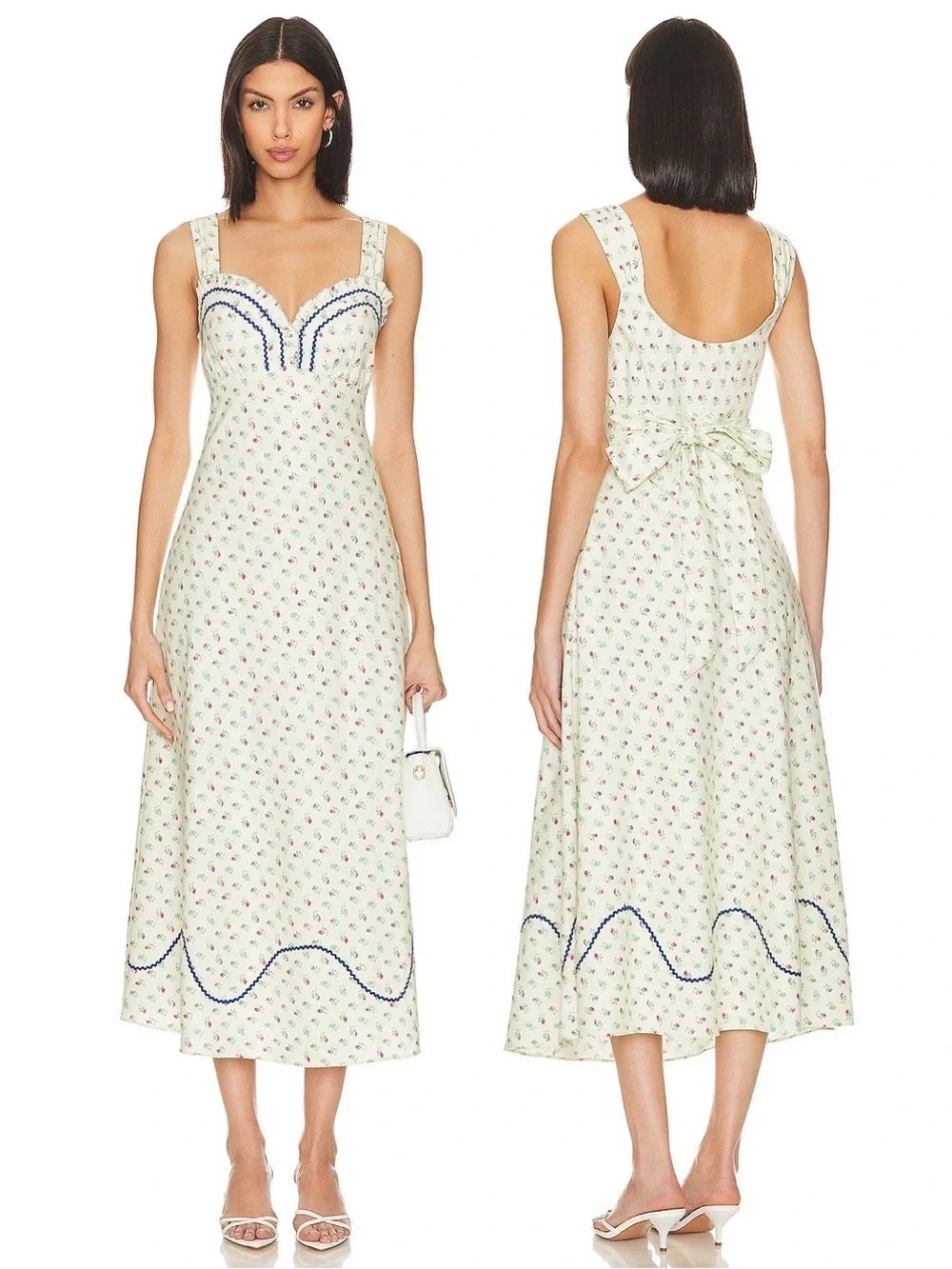 Free People Sweet Hearts Floral Sleeveless Midi Dress Cottage-core Prairie
